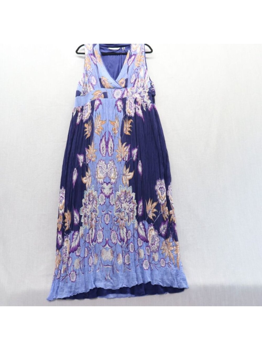Soft Surroundings Floral Micro Pleat Boho Maxi Dress XL